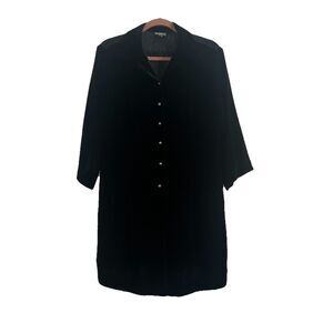 J. Jill Black Velvet Dress Petite Large Brocaded Buttons Festive Holiday Lace